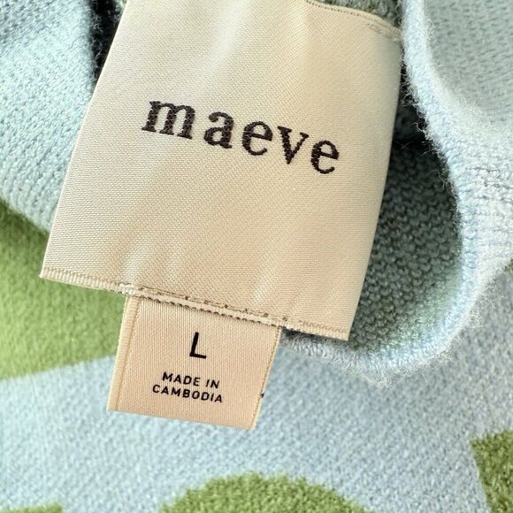 Anthropologie Maeve CARYS Mock Neck Sweater Womens Large Blue Green Oversized - Picture 10 of 13